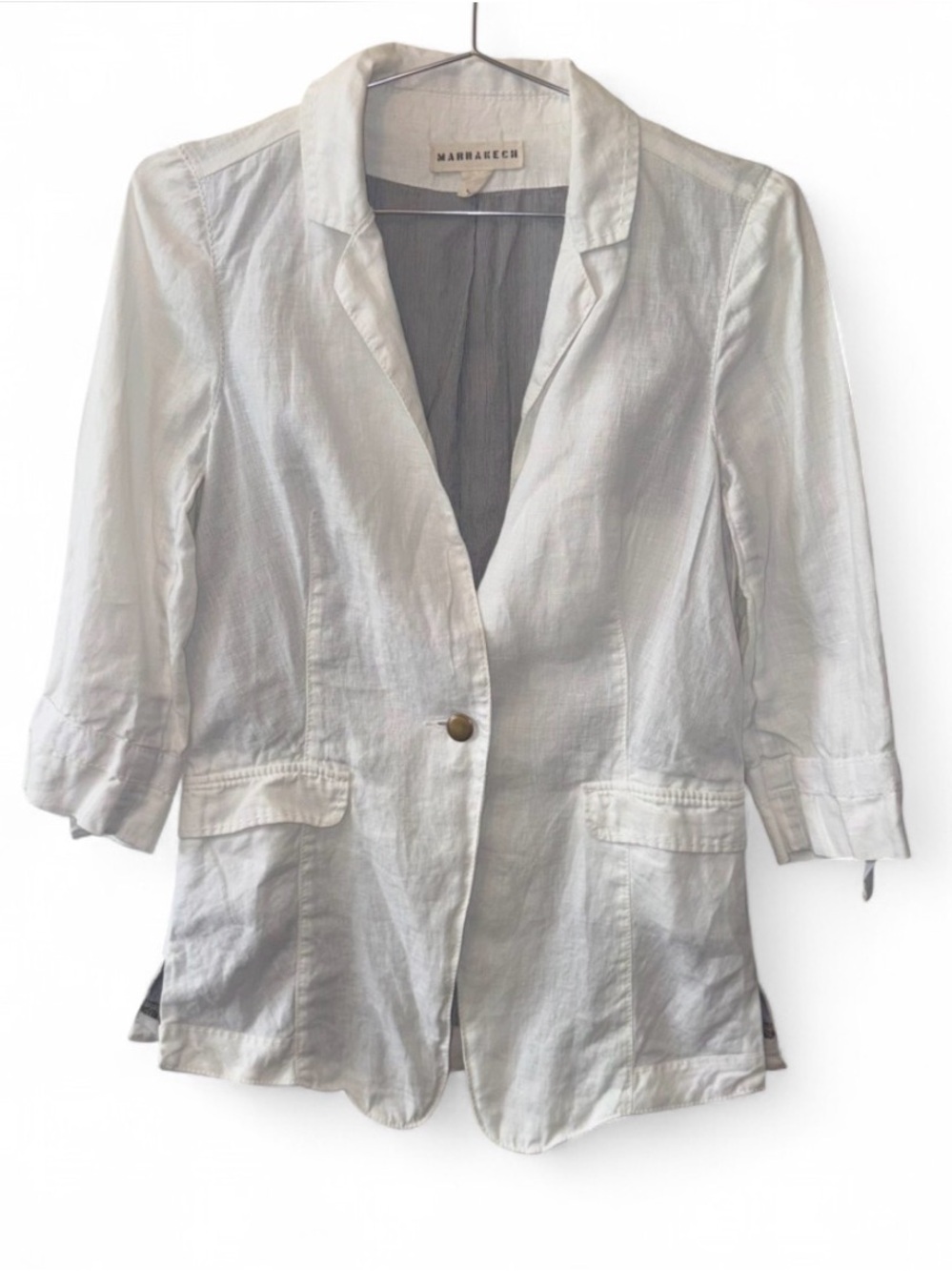 Marrakech Utility Jacket XS 100% Linen Boho Coastal Quiet Luxury Old Money Chic